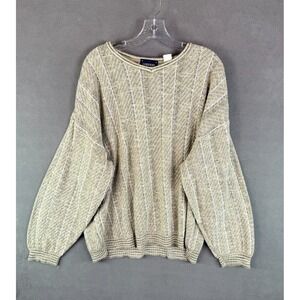 VTG Lorenzo Mens Sweater Ribbed Textured L? Grandpa 3D Chunky Knit Italy 80s 90s